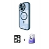 MARSİLYAN™- iPhone 15 Pro Max Kılıf Kıvılcım Modern Koleksiyonu - Siyah Bilvis 5in1 5D Magic Hayalet Cam Ekran Koruyucu + PVD Metal Kamera Lens - LT