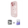 MARSİLYAN™- iPhone 15 Pro Max Kılıf Kıvılcım Modern Koleksiyonu - Siyah Bilvis 5in1 5D Magic Hayalet Cam Ekran Koruyucu + PVD Metal Kamera Lens - GS