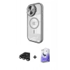 MARSİLYAN™- iPhone 15 Pro Max Kılıf Kıvılcım Modern Koleksiyonu - Siyah Bilvis 5in1 5D Magic Hayalet Cam Ekran Koruyucu + Raze Metal Kamera Lens - TMGI