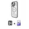 MARSİLYAN™- iPhone 15 Pro Max Kılıf Kıvılcım Modern Koleksiyonu - Siyah Bilvis 5in1 5D Magic Hayalet Cam Ekran Koruyucu + PVD Metal Kamera Lens - LT