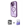 MARSİLYAN™- iPhone 15 Pro Max Kılıf Kıvılcım Modern Koleksiyonu - Siyah Bilvis 5in1 5D Magic Hayalet Cam Ekran Koruyucu + PVD Metal Kamera Lens - LT