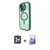 MARSİLYAN™- iPhone 15 Pro Max Kılıf Kıvılcım Modern Koleksiyonu - Siyah Bilvis 5in1 5D Magic Hayalet Cam Ekran Koruyucu + PVD Metal Kamera Lens - SH