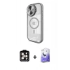 MARSİLYAN™- iPhone 15 Pro Max Kılıf Kıvılcım Modern Koleksiyonu - Siyah Bilvis 5in1 5D Magic Hayalet Cam Ekran Koruyucu + PVD Metal Kamera Lens - TU