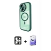 MARSİLYAN™- iPhone 15 Pro Max Kılıf Kıvılcım Modern Koleksiyonu - Siyah Bilvis 5in1 5D Magic Hayalet Cam Ekran Koruyucu + PVD Metal Kamera Lens - GS