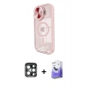 MARSİLYAN™- iPhone 15 Pro Max Kılıf Kıvılcım Modern Koleksiyonu - Siyah Bilvis 5in1 5D Magic Hayalet Cam Ekran Koruyucu + PVD Metal Kamera Lens - LT