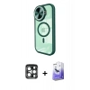 MARSİLYAN™- iPhone 15 Pro Max Kılıf Kıvılcım Modern Koleksiyonu - Siyah Bilvis 5in1 5D Magic Hayalet Cam Ekran Koruyucu + PVD Metal Kamera Lens - LT