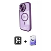 MARSİLYAN™- iPhone 15 Pro Max Kılıf Kıvılcım Modern Koleksiyonu - Siyah Bilvis 5in1 5D Magic Hayalet Cam Ekran Koruyucu + PVD Metal Kamera Lens - SH