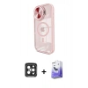 MARSİLYAN™- iPhone 15 Pro Max Kılıf Kıvılcım Modern Koleksiyonu - Siyah Bilvis 5in1 5D Magic Hayalet Cam Ekran Koruyucu + PVD Metal Kamera Lens - SH