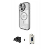 MARSİLYAN™- iPhone 15 Pro Max Kılıf Kıvılcım Modern Koleksiyonu - Siyah Bilvis Hayalet Cam Ekran Koruyucu + Raze Metal Kamera Lens - TMGI