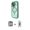 MARSİLYAN™- iPhone 15 Pro Max Kılıf Kıvılcım Modern Koleksiyonu - Siyah Bilvis Hayalet Cam Ekran Koruyucu + PVD Metal Kamera Lens - GS