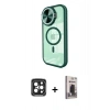 MARSİLYAN™- iPhone 15 Pro Max Kılıf Kıvılcım Modern Koleksiyonu - Siyah Bilvis Hayalet Cam Ekran Koruyucu + PVD Metal Kamera Lens - SH