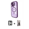 MARSİLYAN™- iPhone 15 Pro Max Kılıf Kıvılcım Modern Koleksiyonu - Siyah Bilvis Hayalet Cam Ekran Koruyucu + PVD Metal Kamera Lens - GS