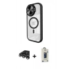MARSİLYAN™- iPhone 15 Pro Max Kılıf Kıvılcım Modern Koleksiyonu - Siyah Bilvis Hayalet Cam Ekran Koruyucu + Raze Metal Kamera Lens - GS