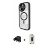 MARSİLYAN™- iPhone 15 Pro Max Kılıf Kıvılcım Modern Koleksiyonu - Siyah Bilvis Hayalet Cam Ekran Koruyucu + Raze Metal Kamera Lens - SH