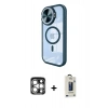 MARSİLYAN™- iPhone 15 Pro Max Kılıf Kıvılcım Modern Koleksiyonu - Siyah Bilvis Hayalet Cam Ekran Koruyucu + PVD Metal Kamera Lens - GS