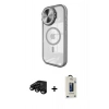 MARSİLYAN™- iPhone 15 Pro Max Kılıf Kıvılcım Modern Koleksiyonu - Siyah Bilvis Hayalet Cam Ekran Koruyucu + Raze Metal Kamera Lens - SH