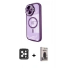 MARSİLYAN™- iPhone 15 Pro Max Kılıf Kıvılcım Modern Koleksiyonu - Siyah Bilvis Hayalet Cam Ekran Koruyucu + PVD Metal Kamera Lens - SH