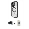 MARSİLYAN™- iPhone 15 Pro Max Kılıf Kıvılcım Modern Koleksiyonu - Siyah Bilvis Hayalet Cam Ekran Koruyucu + Raze Metal Kamera Lens - LT