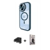 MARSİLYAN™- iPhone 15 Pro Max Kılıf Kıvılcım Modern Koleksiyonu - Siyah Bilvis Hayalet Cam Ekran Koruyucu + Raze Metal Kamera Lens - TMGI