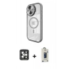 MARSİLYAN™- iPhone 15 Pro Max Kılıf Kıvılcım Modern Koleksiyonu - Siyah Bilvis Hayalet Cam Ekran Koruyucu + PVD Metal Kamera Lens - GI