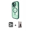 MARSİLYAN™- iPhone 15 Pro Max Kılıf Kıvılcım Modern Koleksiyonu - Siyah Bilvis Hayalet Cam Ekran Koruyucu + Lacivert PVD Metal Kamera Lens