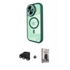 MARSİLYAN™- iPhone 15 Pro Max Kılıf Kıvılcım Modern Koleksiyonu - Siyah Bilvis Hayalet Cam Ekran Koruyucu + Raze Metal Kamera Lens - SH