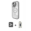 MARSİLYAN™- iPhone 15 Pro Max Kılıf Kıvılcım Modern Koleksiyonu - Siyah Bilvis Hayalet Cam Ekran Koruyucu + Siyah PVD Metal Kamera Lens