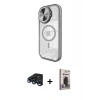MARSİLYAN™- iPhone 15 Pro Max Kılıf Kıvılcım Modern Koleksiyonu - Siyah Bilvis Hayalet Cam Ekran Koruyucu + Raze Metal Kamera Lens - LT