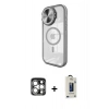 MARSİLYAN™- iPhone 15 Pro Max Kılıf Kıvılcım Modern Koleksiyonu - Siyah Bilvis Hayalet Cam Ekran Koruyucu + PVD Metal Kamera Lens - GS