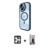 MARSİLYAN™- iPhone 15 Pro Max Kılıf Kıvılcım Modern Koleksiyonu - Siyah Bilvis Hayalet Cam Ekran Koruyucu + PVD Metal Kamera Lens - GS
