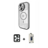 MARSİLYAN™- iPhone 15 Pro Max Kılıf Kıvılcım Modern Koleksiyonu - Siyah Bilvis Hayalet Cam Ekran Koruyucu + PVD Metal Kamera Lens - LT