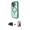 MARSİLYAN™- iPhone 15 Pro Max Kılıf Kıvılcım Modern Koleksiyonu - Siyah Bilvis Hayalet Cam Ekran Koruyucu + Raze Metal Kamera Lens - TMGI