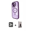 MARSİLYAN™- iPhone 15 Pro Max Kılıf Kıvılcım Modern Koleksiyonu - Siyah Bilvis Hayalet Cam Ekran Koruyucu + PVD Metal Kamera Lens - GI