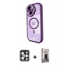 MARSİLYAN™- iPhone 15 Pro Max Kılıf Kıvılcım Modern Koleksiyonu - Siyah Bilvis Hayalet Cam Ekran Koruyucu + Lacivert PVD Metal Kamera Lens