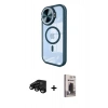 MARSİLYAN™- iPhone 15 Pro Max Kılıf Kıvılcım Modern Koleksiyonu - Siyah Bilvis Hayalet Cam Ekran Koruyucu + Raze Metal Kamera Lens - SH
