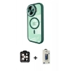 MARSİLYAN™- iPhone 15 Pro Max Kılıf Kıvılcım Modern Koleksiyonu - Siyah Bilvis Hayalet Cam Ekran Koruyucu + Turuncu PVD Metal Kamera Lens