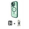 MARSİLYAN™- iPhone 15 Pro Max Kılıf Kıvılcım Modern Koleksiyonu - Siyah Bilvis Hayalet Cam Ekran Koruyucu + PVD Metal Kamera Lens - LT