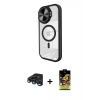 MARSİLYAN™- iPhone 15 Pro Max Kılıf Kıvılcım Modern Koleksiyonu - Siyah Buffer Cam Ekran Koruyucu + Raze Metal Kamera Lens - LT