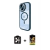 MARSİLYAN™- iPhone 15 Pro Max Kılıf Kıvılcım Modern Koleksiyonu - Siyah Buffer Cam Ekran Koruyucu + PVD Metal Kamera Lens - TU