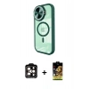 MARSİLYAN™- iPhone 15 Pro Max Kılıf Kıvılcım Modern Koleksiyonu - Siyah Buffer Cam Ekran Koruyucu + PVD Metal Kamera Lens - TU