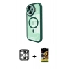 MARSİLYAN™- iPhone 15 Pro Max Kılıf Kıvılcım Modern Koleksiyonu - Siyah Buffer Cam Ekran Koruyucu + PVD Metal Kamera Lens - GS