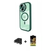 MARSİLYAN™- iPhone 15 Pro Max Kılıf Kıvılcım Modern Koleksiyonu - Siyah Buffer Cam Ekran Koruyucu + Raze Metal Kamera Lens - TMGI