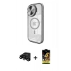 MARSİLYAN™- iPhone 15 Pro Max Kılıf Kıvılcım Modern Koleksiyonu - Siyah Buffer Cam Ekran Koruyucu + Raze Metal Kamera Lens - SH