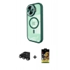 MARSİLYAN™- iPhone 15 Pro Max Kılıf Kıvılcım Modern Koleksiyonu - Siyah Buffer Cam Ekran Koruyucu + Raze Metal Kamera Lens - SH