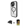 MARSİLYAN™- iPhone 15 Pro Max Kılıf Kıvılcım Modern Koleksiyonu - Siyah Buffer Cam Ekran Koruyucu + Raze Metal Kamera Lens - GS