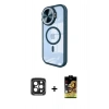 MARSİLYAN™- iPhone 15 Pro Max Kılıf Kıvılcım Modern Koleksiyonu - Siyah Buffer Cam Ekran Koruyucu + PVD Metal Kamera Lens - SH