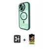 MARSİLYAN™- iPhone 15 Pro Max Kılıf Kıvılcım Modern Koleksiyonu - Siyah Buffer Cam Ekran Koruyucu + PVD Metal Kamera Lens - SH