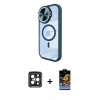 MARSİLYAN™- iPhone 15 Pro Max Kılıf Kıvılcım Modern Koleksiyonu - Siyah Buffer Hayalet Cam Ekran Koruyucu + PVD Metal Kamera Lens - SH