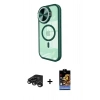 MARSİLYAN™- iPhone 15 Pro Max Kılıf Kıvılcım Modern Koleksiyonu - Siyah Buffer Hayalet Cam Ekran Koruyucu + Raze Metal Kamera Lens - TMGI