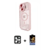 MARSİLYAN™- iPhone 15 Pro Max Kılıf Kıvılcım Modern Koleksiyonu - Siyah Buffer Hayalet Cam Ekran Koruyucu + PVD Metal Kamera Lens - LT